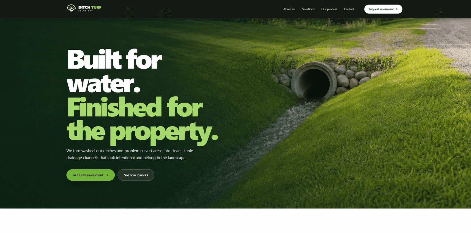 Ditch Turf Solutions homepage website preview