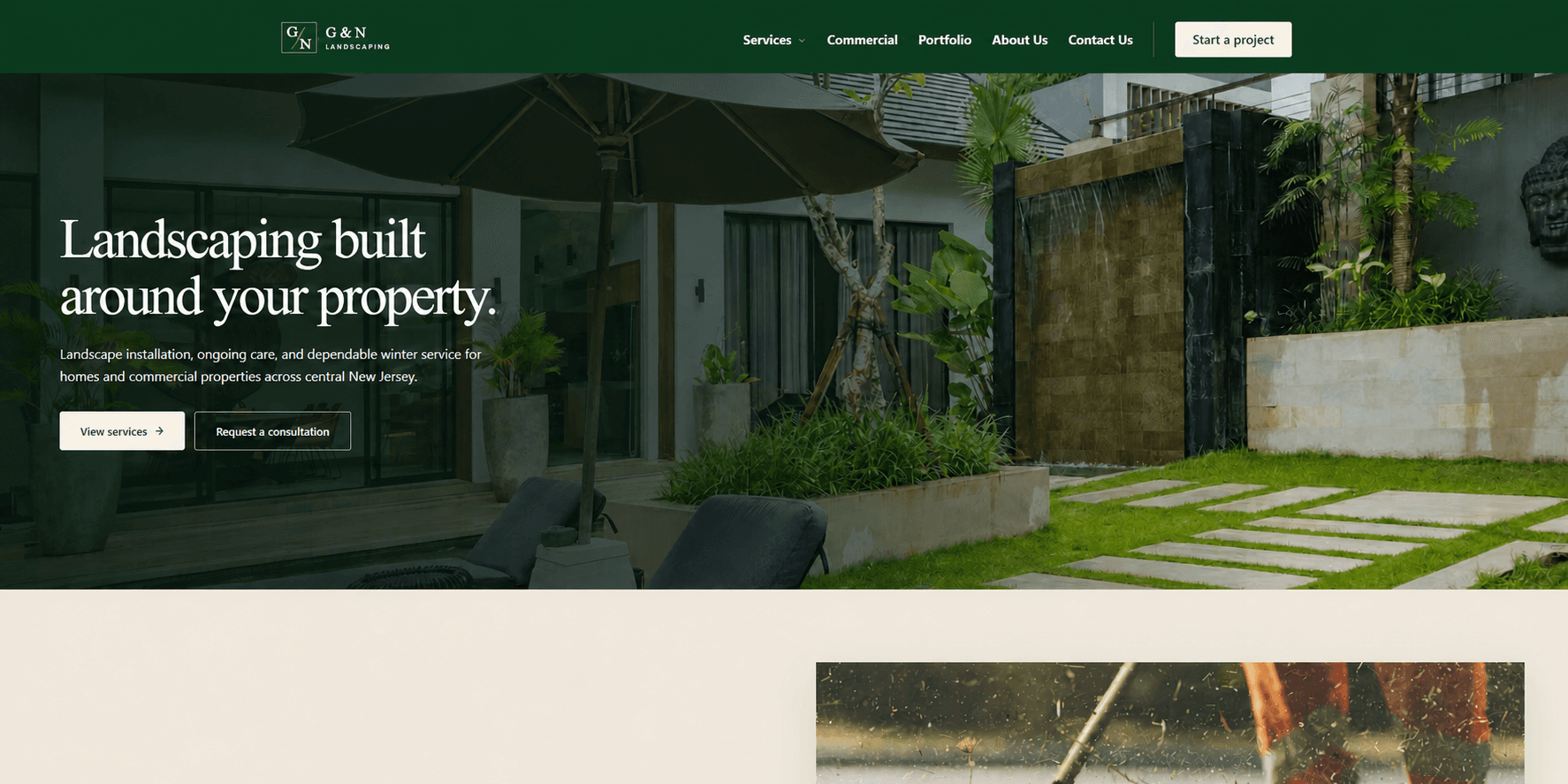 G&N Landscaping homepage website preview
